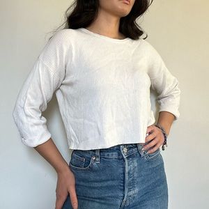 White 3/4 Sleeve Knit Top